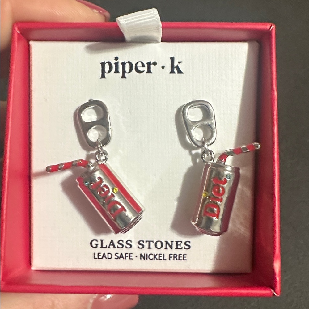 Piper K Diet Coke Can Earrings with glass stones